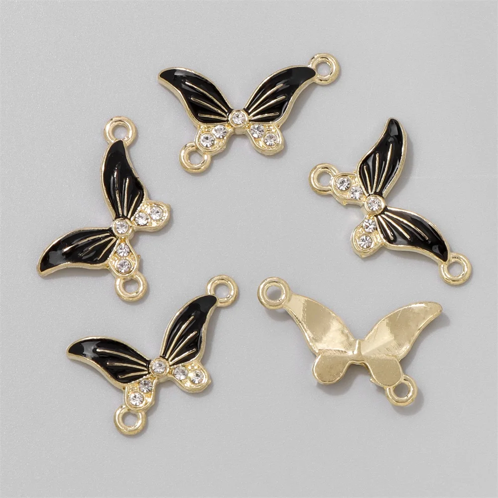 Wholesale Bohemian Butterfly Connector Enamel Alloy Metal Drop Oil Butterflies Charms For Jewelry Making Bracelt Findings DIY