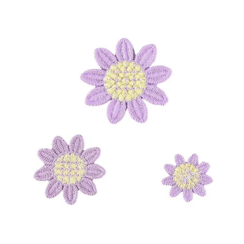 15PCS Cute Embroidered Candy-colored Floral Cloth Patches DIY Sunflower Sticker For Hair Accessories