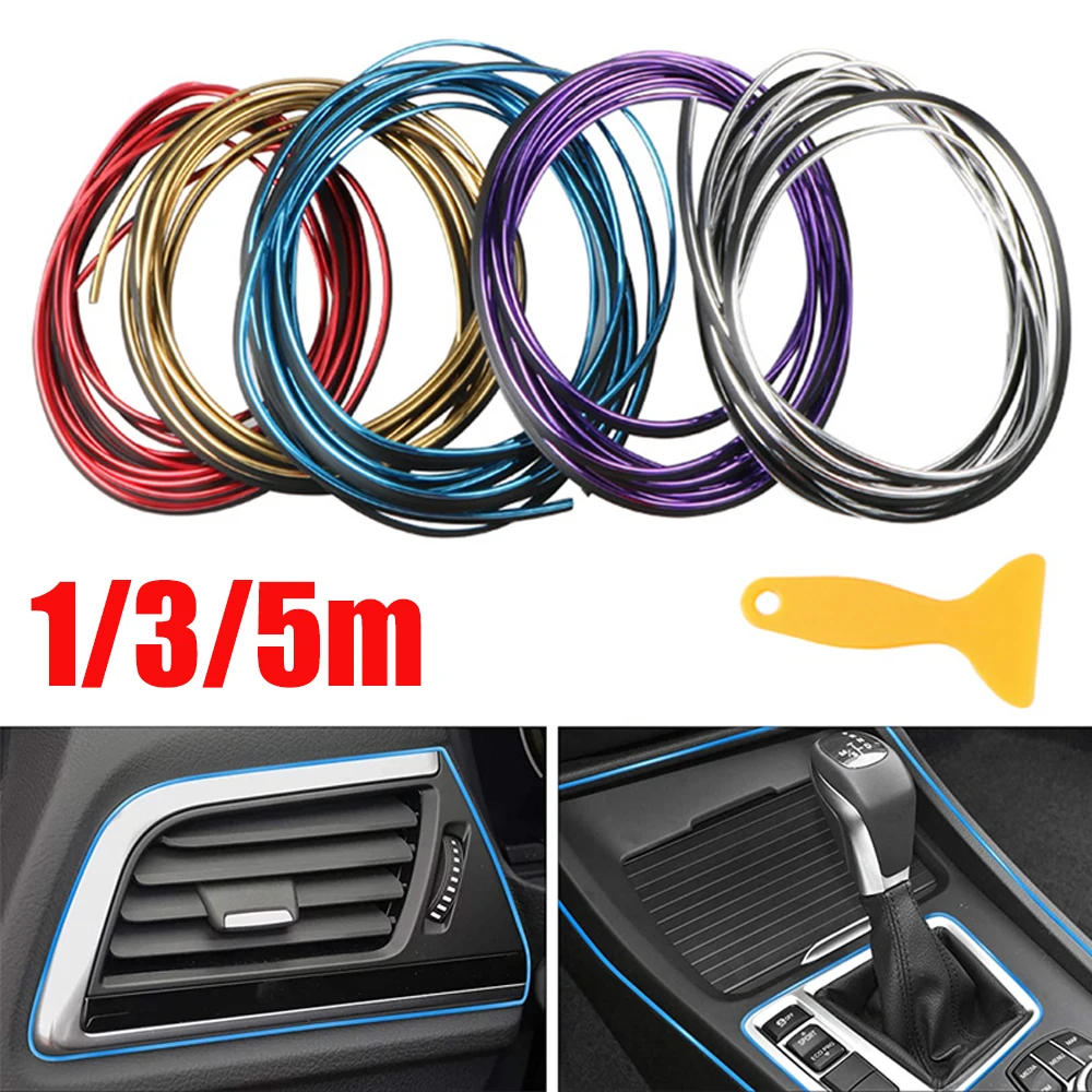 5M Car Dashboard Door Edge Insert Trim Styling Interior Decorative Moulding Universal Auto Accessories Insert Strip With Scraper