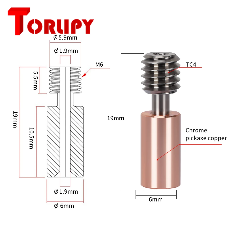 Torlipy For Ender 3 S1 Heatbreak Titanium Alloy Copper Throat For Creality Ender 3 S1/ S1 Pro/ S1 Plus Hotend Sprite Extruder