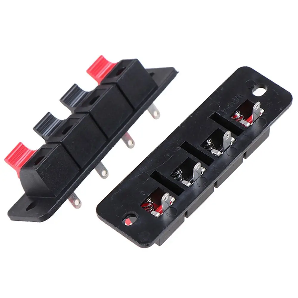 10Pcs Plastic Copper 4 Positions Spring Connector Red Black Polarity Breadboard Clip Speaker Wiring Clip Secure Connection