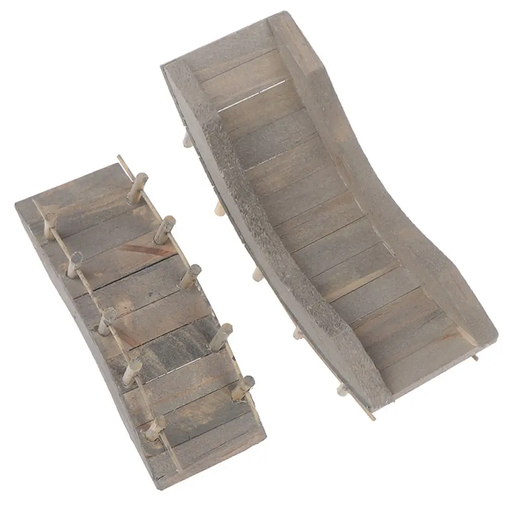 ของตกแต่งบ้านจำลอง ของเล่นบ้านตุ๊กตา ฉากกลางแจ้ง โมเดลตุ๊กตา อุปกรณ์เสริม บ้านไก่จิ๋ว สะพานโค้งไม้