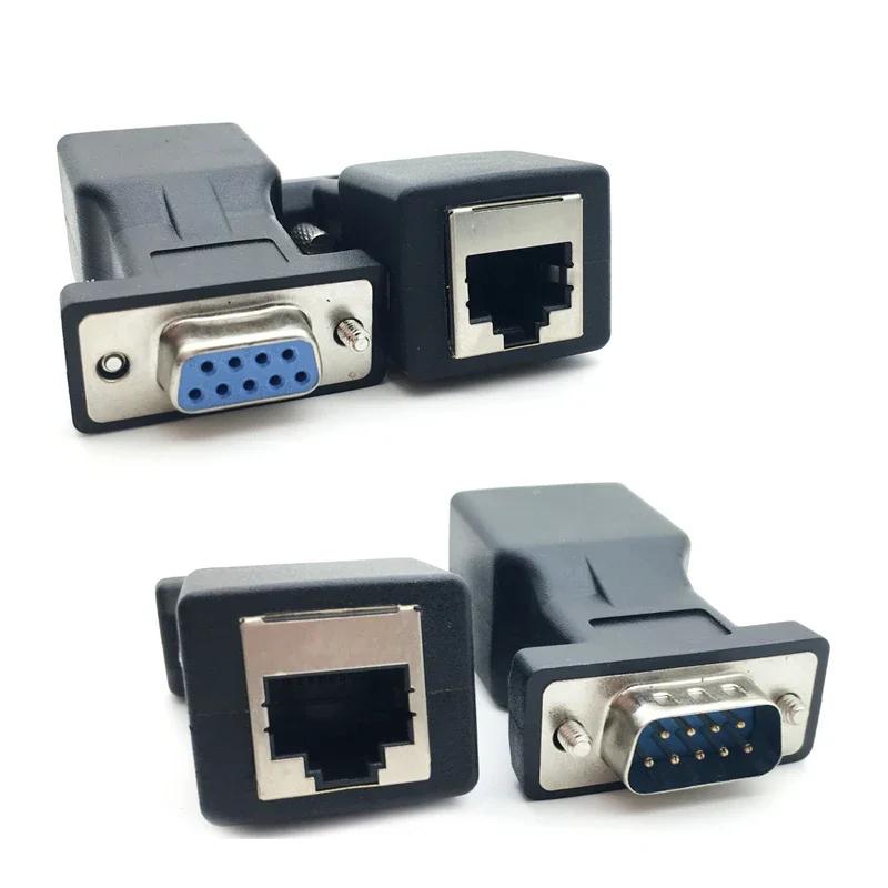 1 Stuks Aankomst Db9 Rs232 Mannelijk/Vrouwelijk Naar Rj45 Vrouwelijke Adapter Com Poort Naar Lan Ethernet Poort Converter