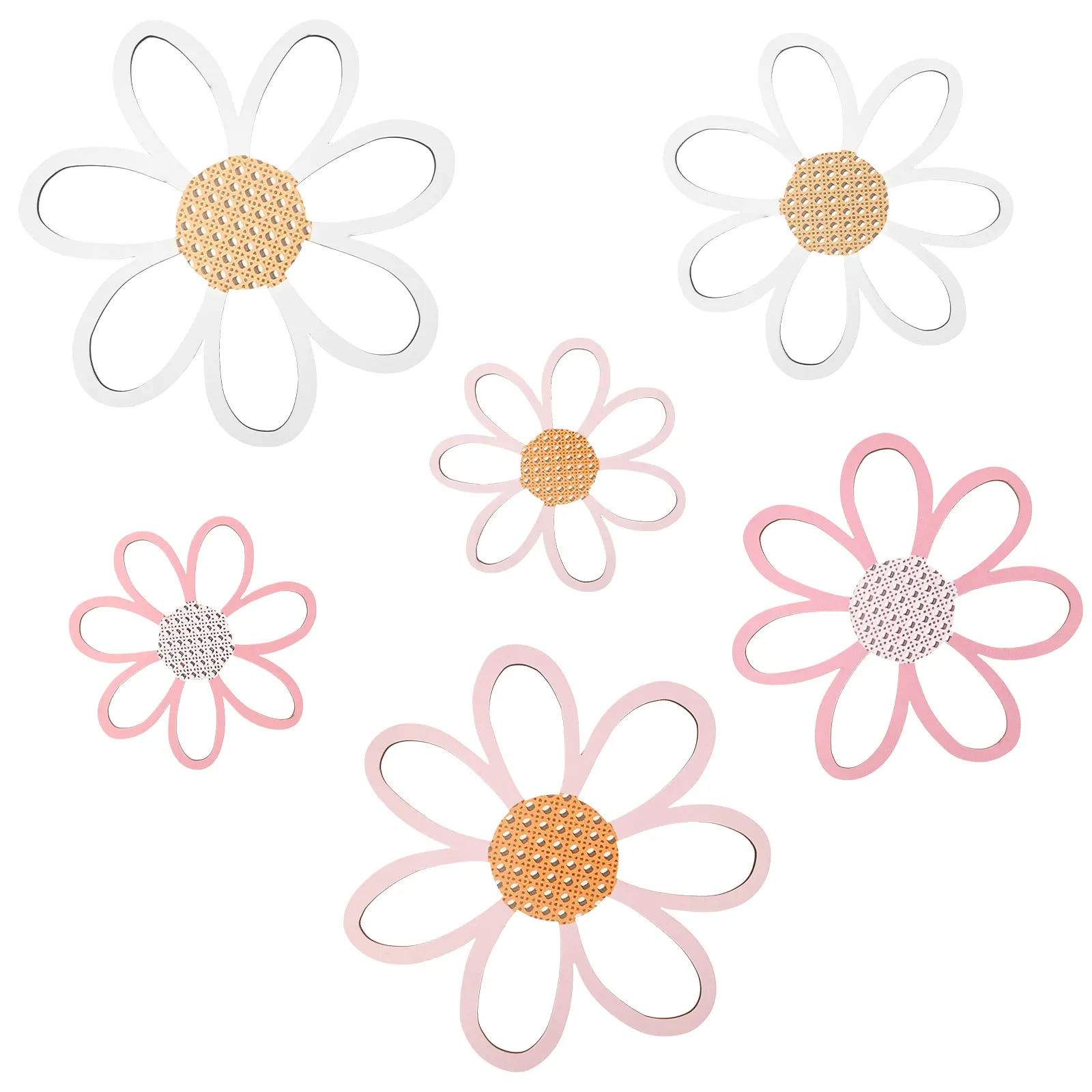 6 Pcs Daisy Wall Decor Wooden 3 Size for Nursery Home Bedroom Decoration Daisy Wall Decor Daisy Wall Art Wood Daisy Wall Decor