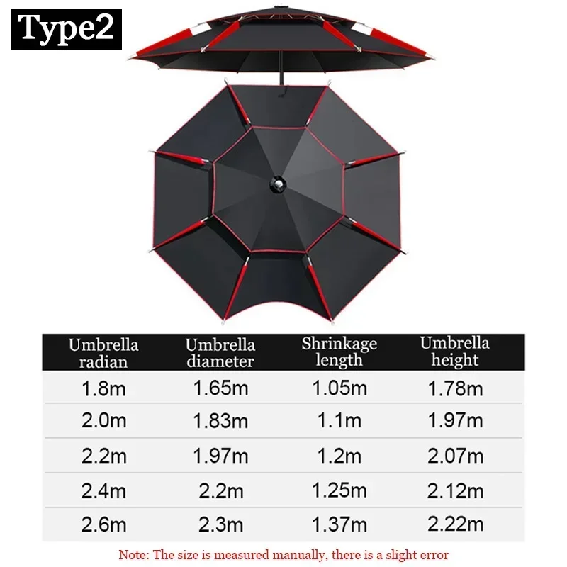 Folding Fishing Umbrella Rainproof Sun Protection Anti-UV Wind-resistant Thickened Adjustable Outdoor Large Fish Umbrella