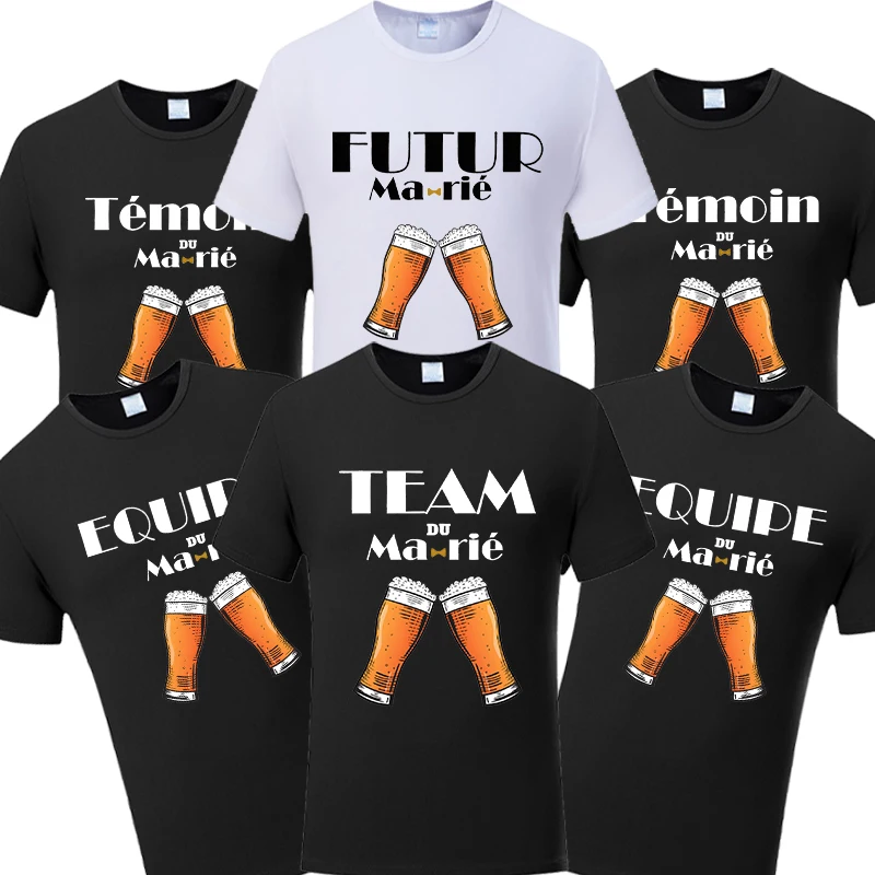 Evg Team Married Future Groom Best Man Squad Clothing Bachelor Party T Shirt French Men's Single Farewell Tops Wedding Tees