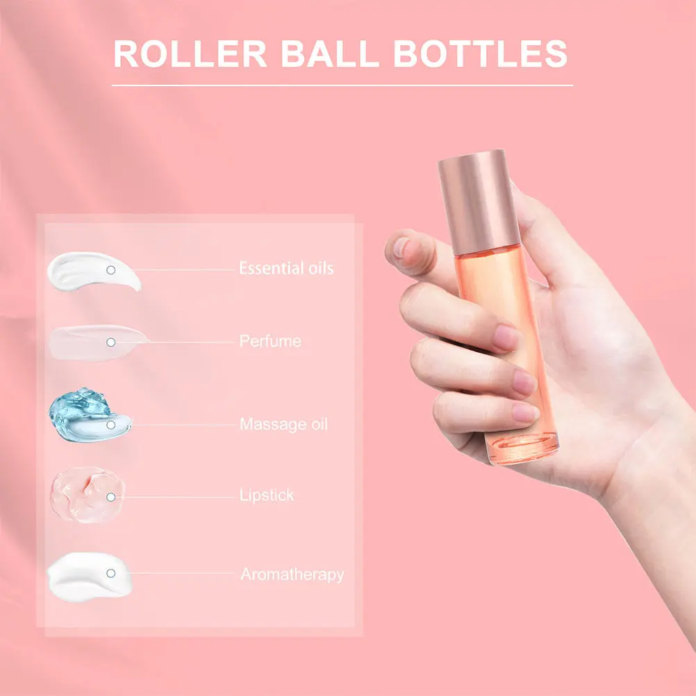 12Pcs Thick Smooth Glass Essential Oil Roller Bottles Roll on Bottles for Perfume Blends Refillable Easy Fill Disassemble