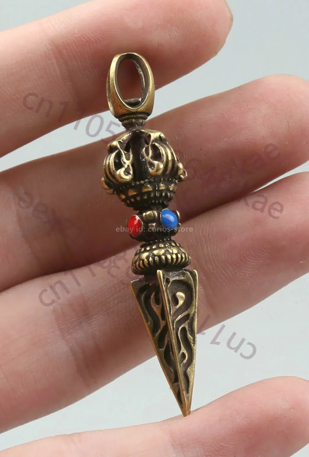 56MM Tibet Tibetan Buddhism Bronze Vajra-pestle Jingang-chu Amulet Decoration