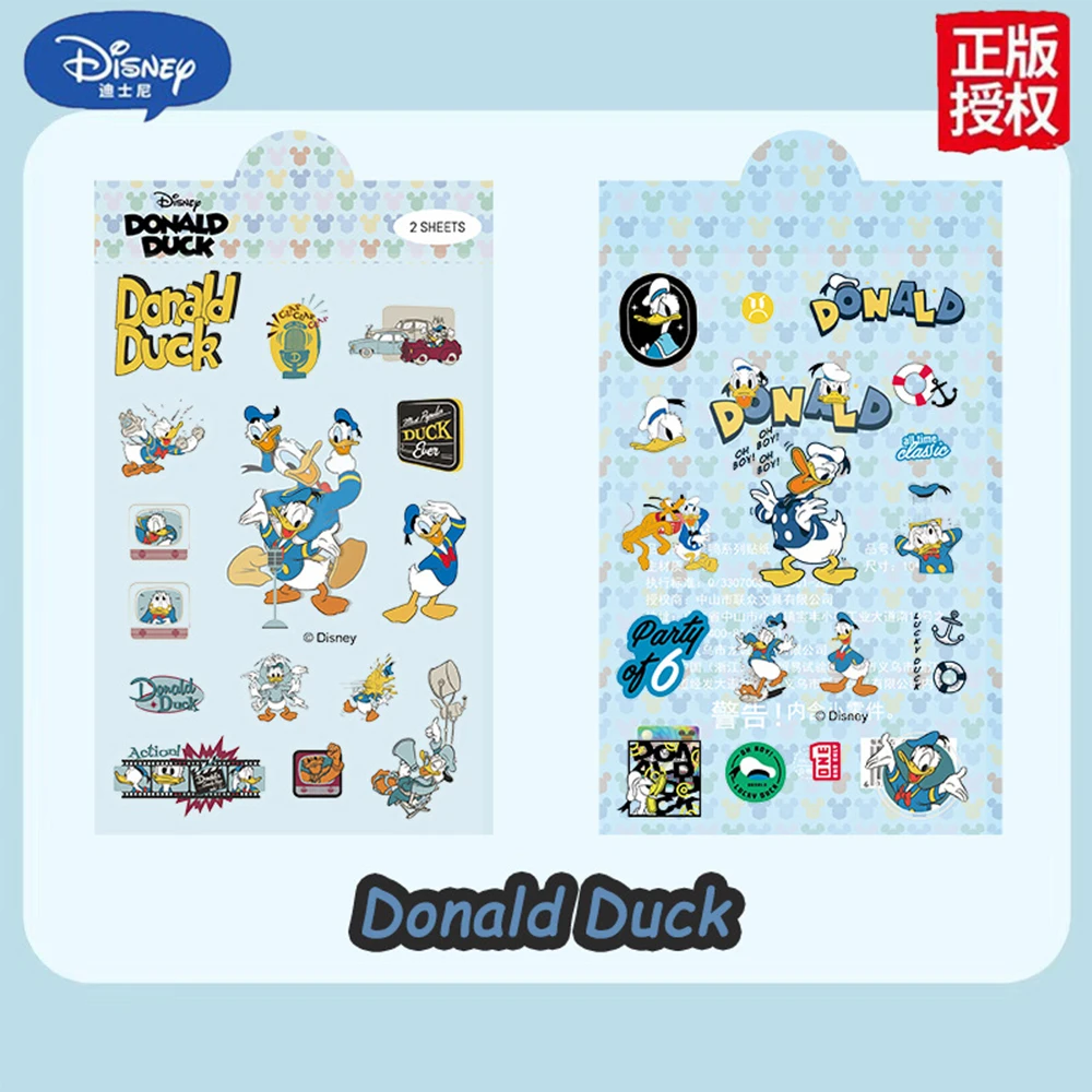 

2pcs Disney Cartoo Donald Duck Stickers Cute Anime Kids Decals Toys for Suitcase Notebook Stationery Bike Waterproof Fun Sticker