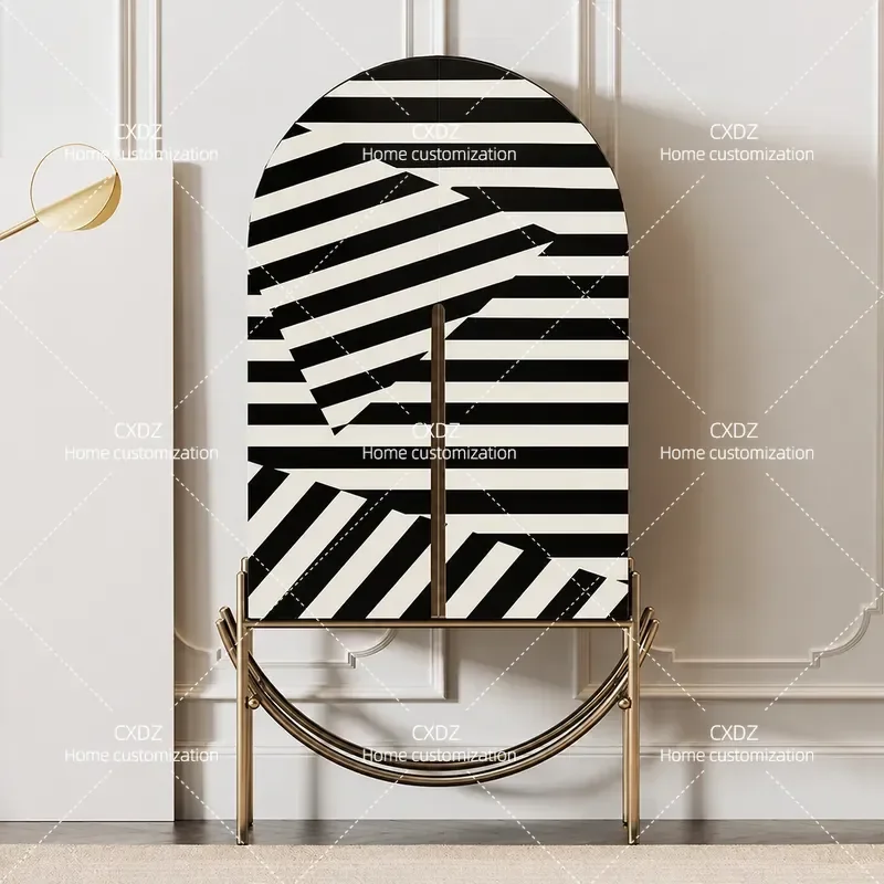 Italian zebra pattern chest decorative cabinet villa side cabinet bedroom end of bed locker high foot porch cabinet dining