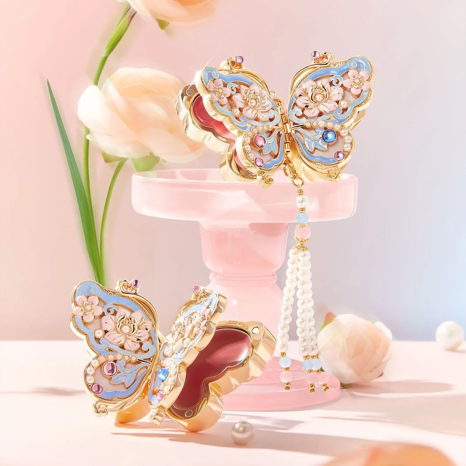 Makeup Jewel Butterfly 2-in-1 Lippen- & Wangencreme – Transparenter getönter Rouge & Lippenbalsam, aufbaubarer natürlicher Hauch, perfektes Geschenk
