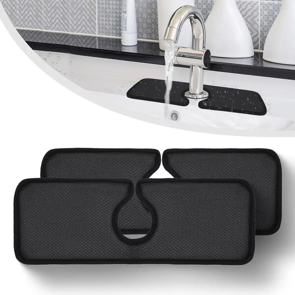 

Microfiber Faucet Splash Catcher Contoured Shape Absorbent Pad Absorbent Mat Dish Drying Pads Wraparound Design