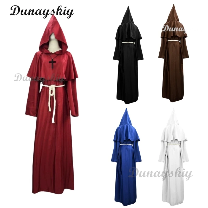 

Christmas Medieval Cloak Cape Christian Friar Priest Robes Witch Wizard Party Death Ghost Vampire Devil Cosplay Costumes