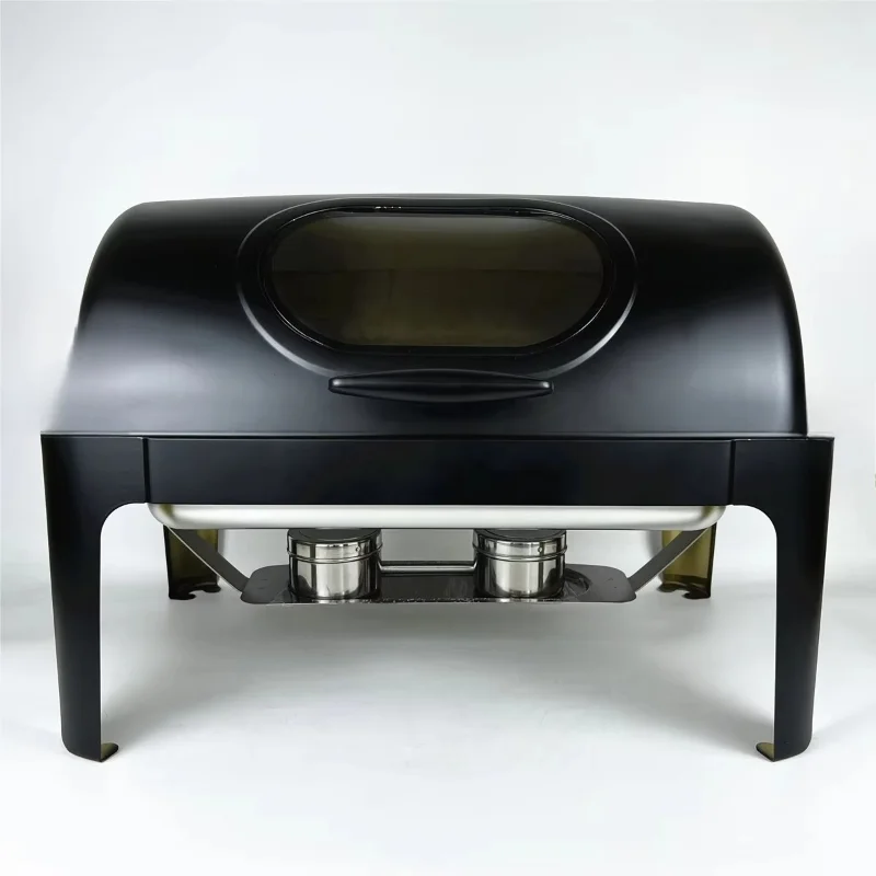 

Deluxe 9L Black Stainless Steel Hot Pot Roll Top Buffet Food Warmer