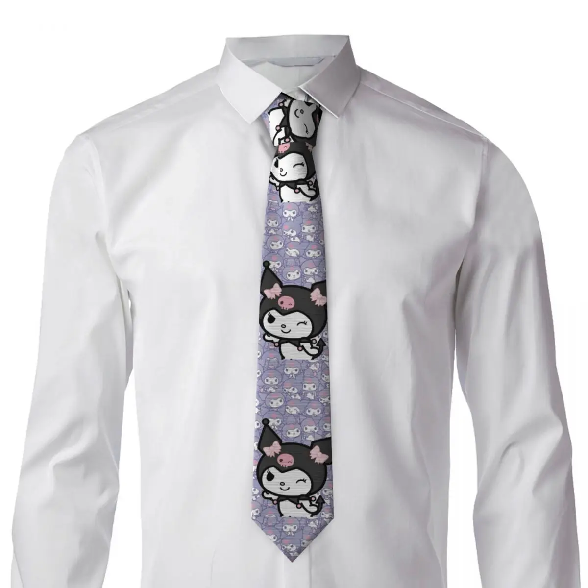 تخصيص فيلم Kuromi لطيف أنيمي ربطات العنق الرجال الحرير لعوب رابطة عنق للحزب