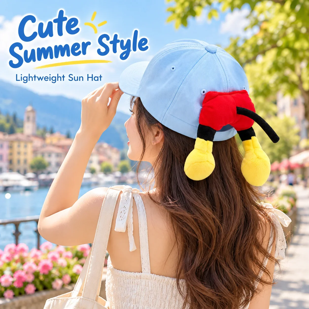 Cartoon Peeking Butt Baseball Cap, Cute Adjustable Sun Hat, Versatile Duckbill Cap for Outings
