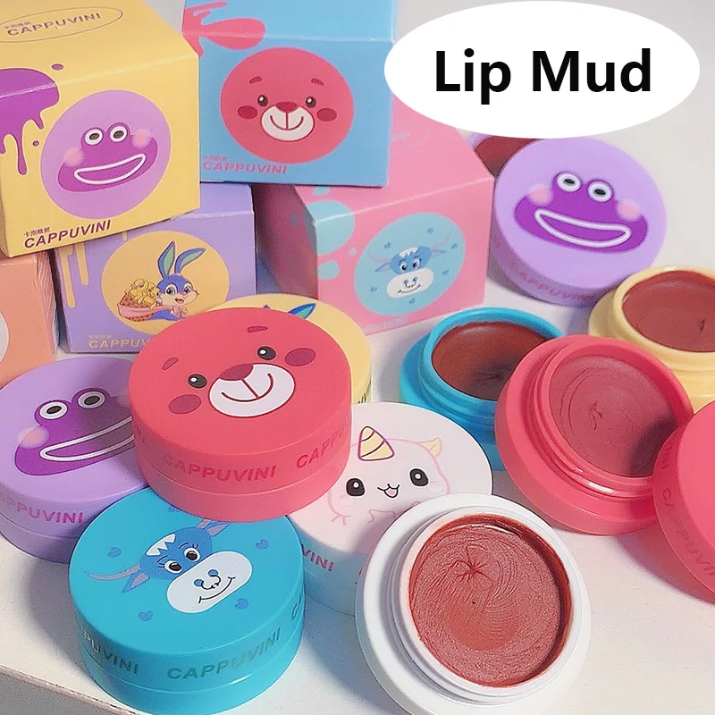 Cute Bear Matte Lipstick 5 Color Waterproof Lip Mud Blush Makeup Long-lasting Non-stick Cup Red Lip Tint Pigment Mousse Cosmetic