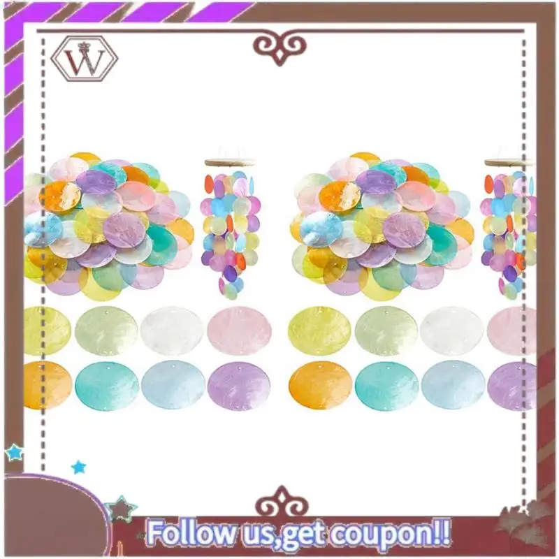 (New)-2Set 2Inch Round Sliced Capiz Shell Disc Sea Shell Coin Bead Connector With 1.5Mm Dual Holes For Crafting