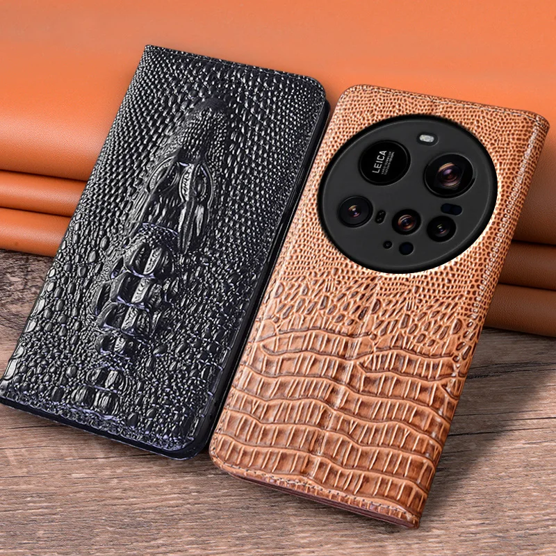 

Для XIAOMI Mi 15 Ultra 15Ultra 5G флип-чехол с 3D крокодиловой головкой, магнитный чехол из воловьей кожи, чехлы-кошельки с карманами для карт