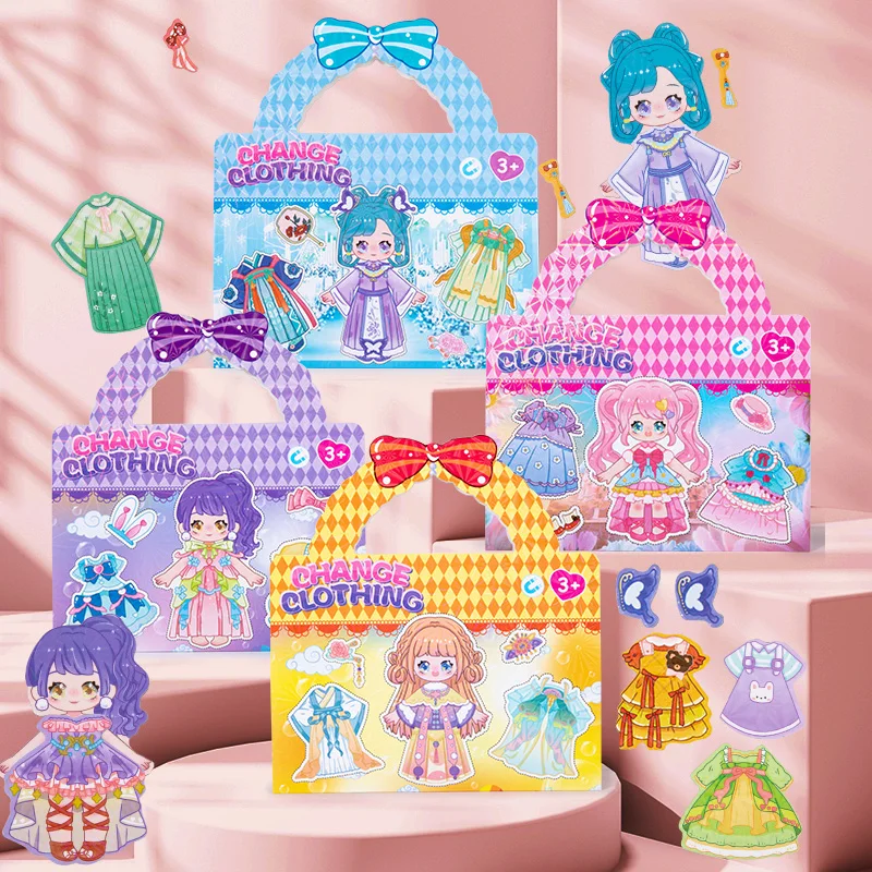 

Cute Princess Dress-Up Refrigerator Magnetic Stickers Girls' Imaginative Play DIY Materials Magnet Matching Puzzles Games Gifts