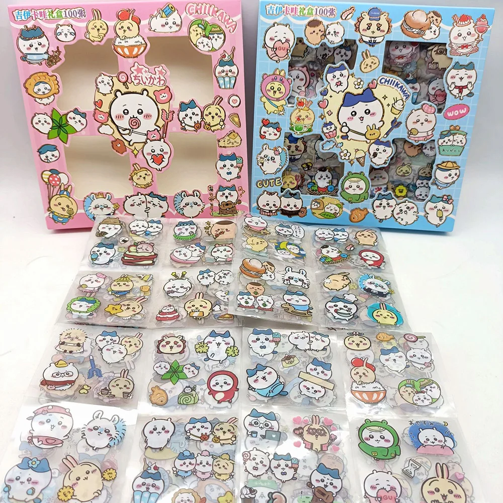 100 pezzi Chiikawa Kawa adesivi giocattolo anime carino applique trasparente computer skateboard accessori decorativi fai da te regali di Natale