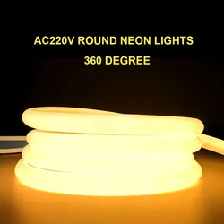 220V Neon Light Flexible Led Strip 360 Round Neon Tube Lamp IP67 Waterproof Rope With EU Plug outdoor Lighting Home Decor 10-20m