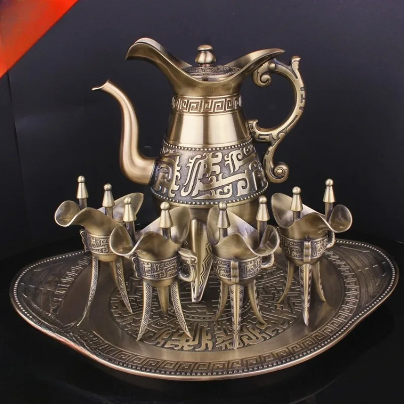Bronze three-legged wine set European antique business wine glass wine set