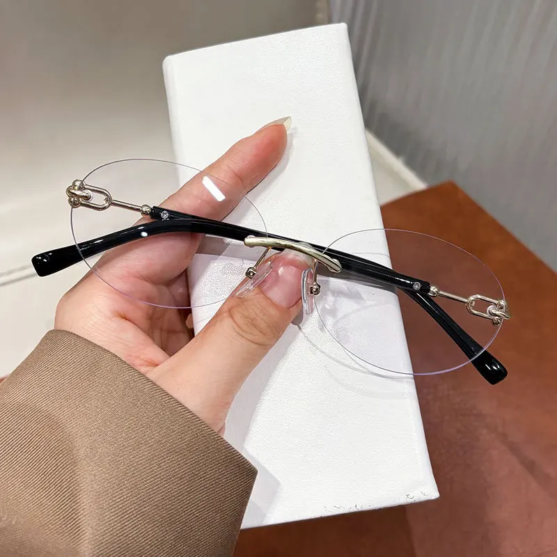 Vintage randlose kleine runde Sonnenbrille für Damen, neue modische elegante Sonnenbrille aus Legierung, Damen-Outdoor-Fahrbrille. – Detail 10