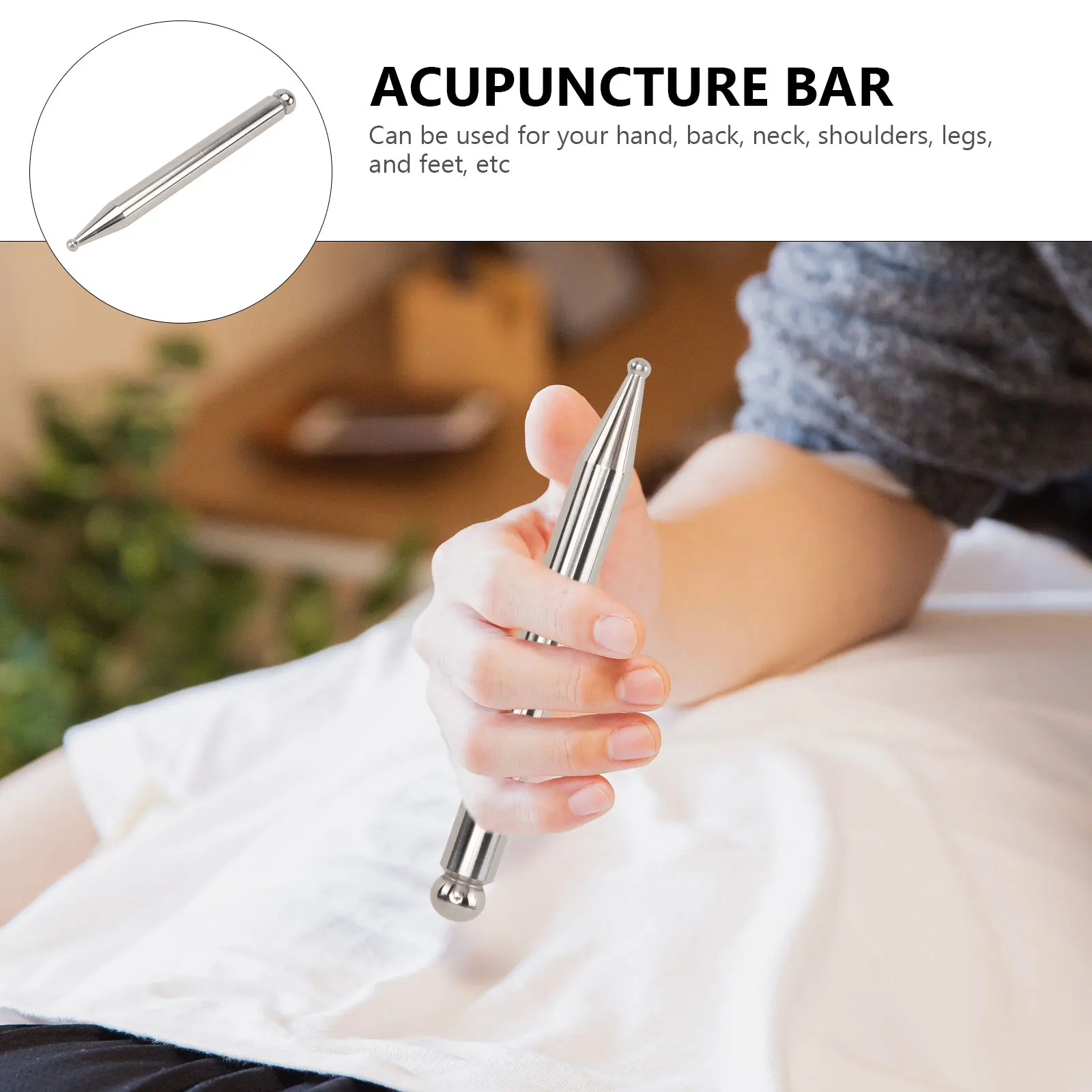 

Foot Massage Stick Acupuncture Stainless Steel Bar Pen Body Massager Deep Tissue Pressure Points Muscle Aches Relief Portable