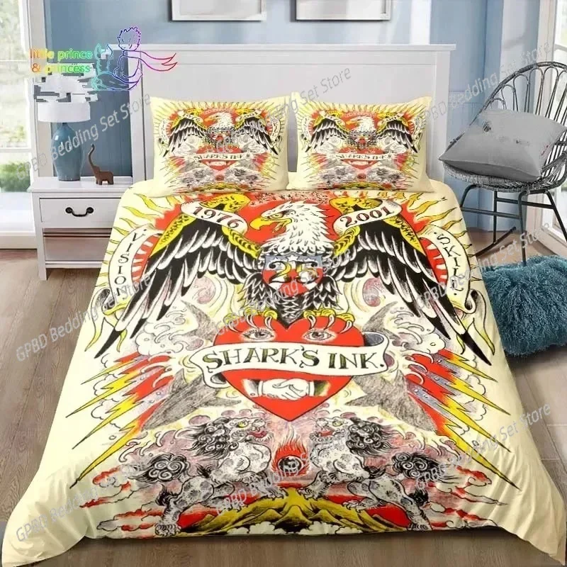 Ed-hardy Tattoo Tiger Skull Bedding Set Single Twin Full Queen King Size Bed Set Adult Kid Bedroom 3D Print Bedding Gift