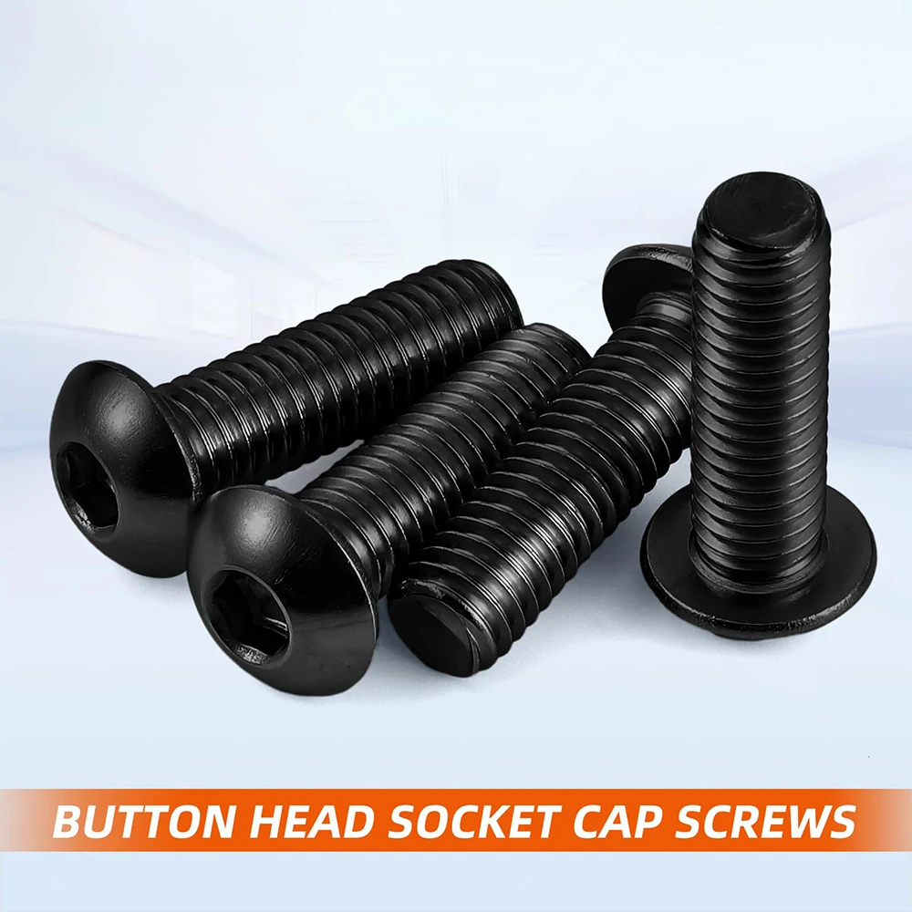 10.9 Grade High Tensile Carbon Steel Button Head Allen Bolts Black Oxide Hexagon Socket Machine Screws M2 M3 M4 M5 M6 M8 M10
