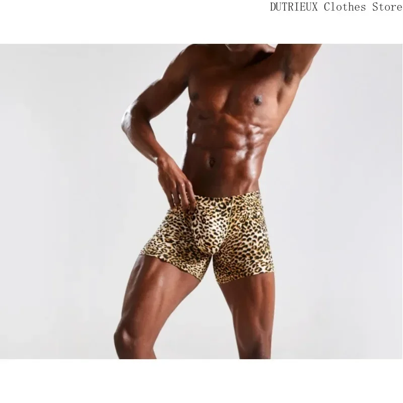 Sexy Wild Leopard Print Slim Fit Men's Casual Shorts Beach Vacation Quick Drying Swim Shorts Home Men's Shorts Pajama Pants Gym