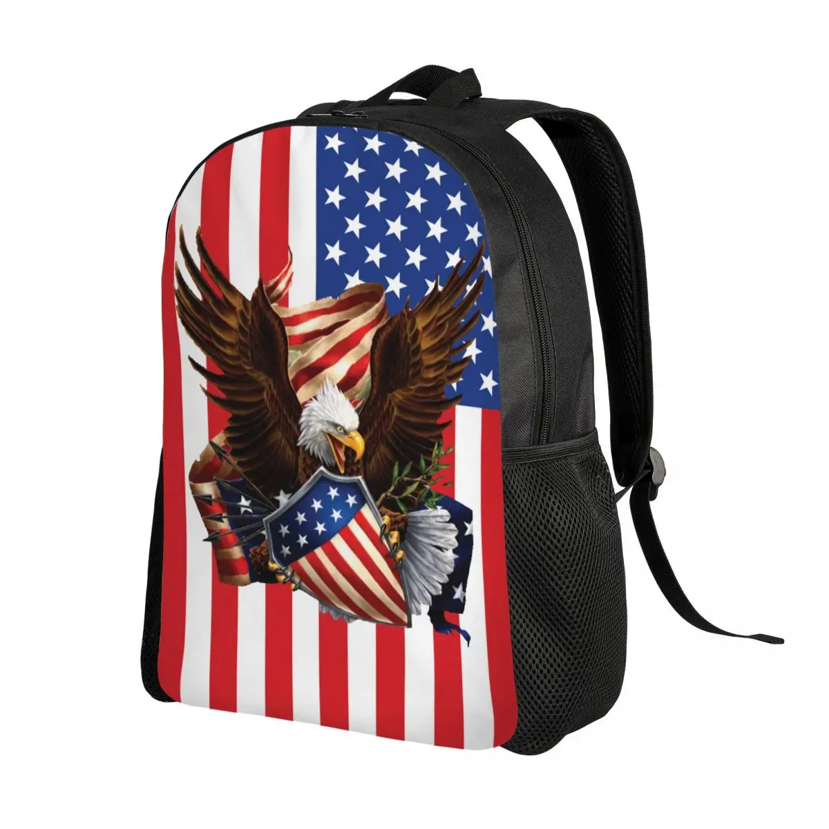 USA Eagle American Flag Laptop Backpack Men Women Basic Bookbag for School College Student Bag