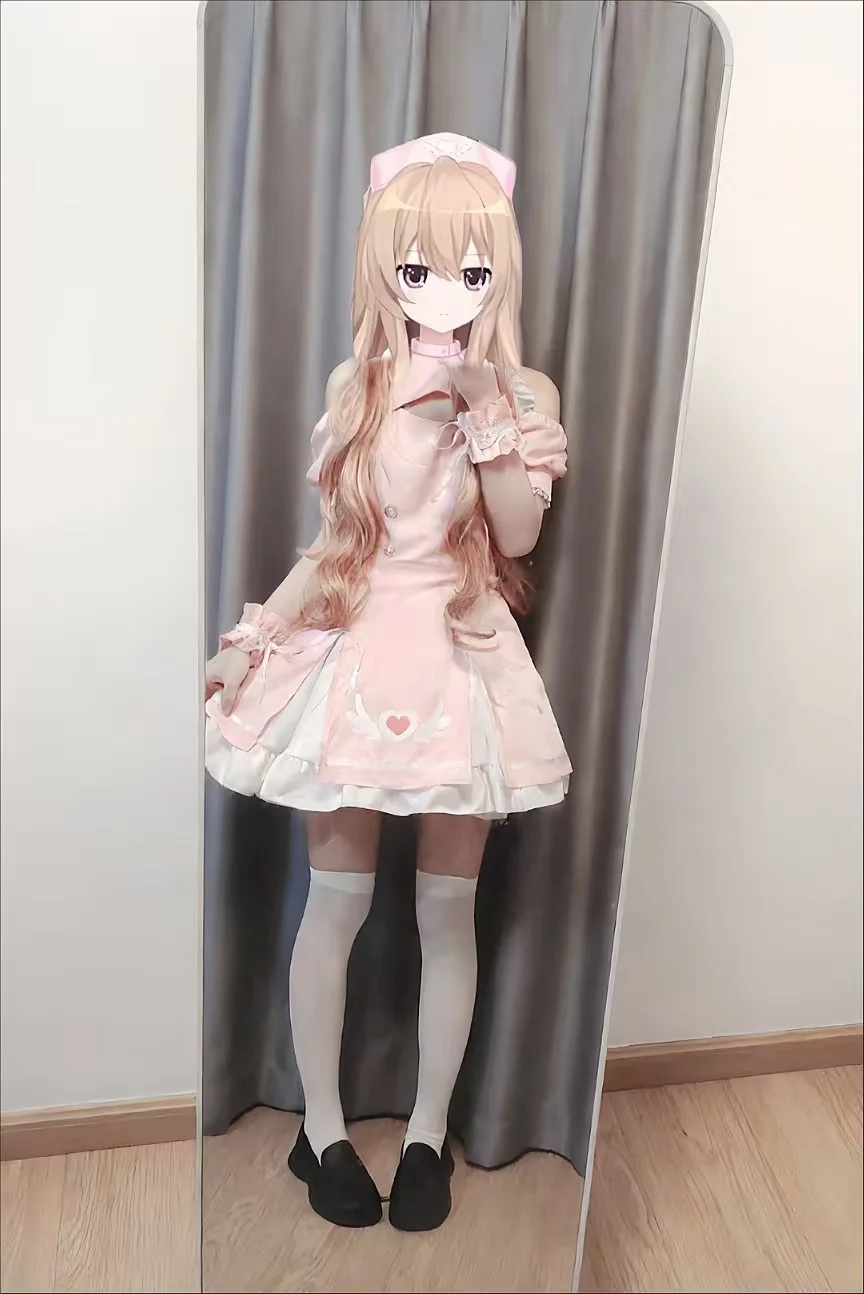 

Game Character Outfit Toradora Taiga Aisaka Pink Nurse Maid Cosplay Costume Cute 2026 new Halloween Christmas Carnival Suit