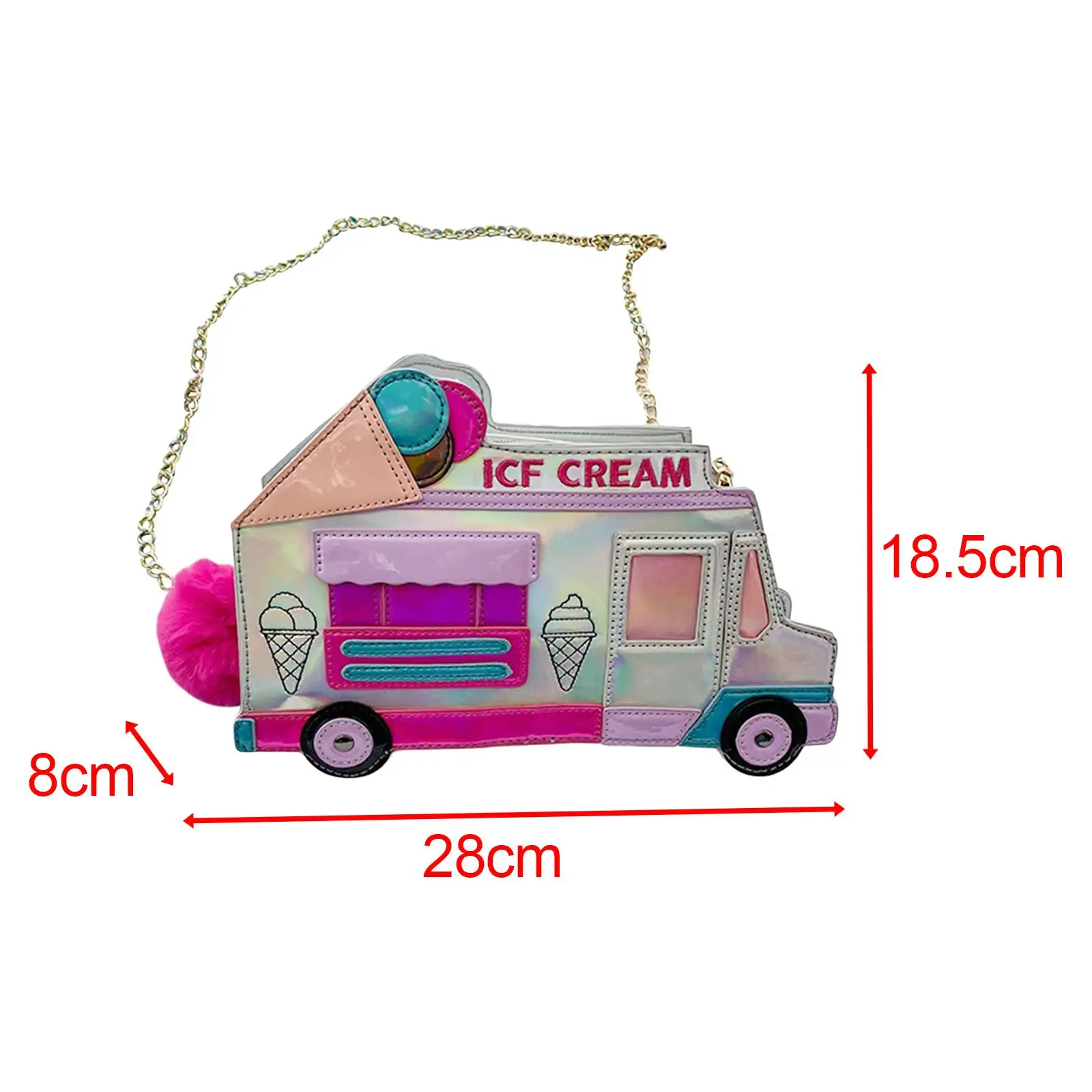 사랑스러운 아이스크림 자동차 모양 숄더백, 여자 로리타 액세서리, 여행 가방, 핸드백 휴가 지갑 체인 스트랩 가방