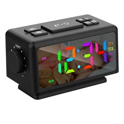 Multifunctional Radio Alarm Clock Large Display Electronic Snooze Date Week and RGB light Display Desk Clock For Bedroom Office