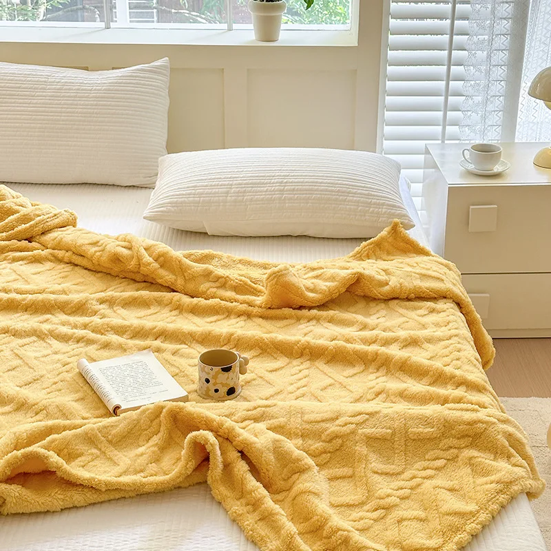 

Yellow Thick Warm Blanket for Winter Sherpa Throw Blanket for Couch - Cozy Thin Blanket for Bed Soft Fuzzy All Season Use