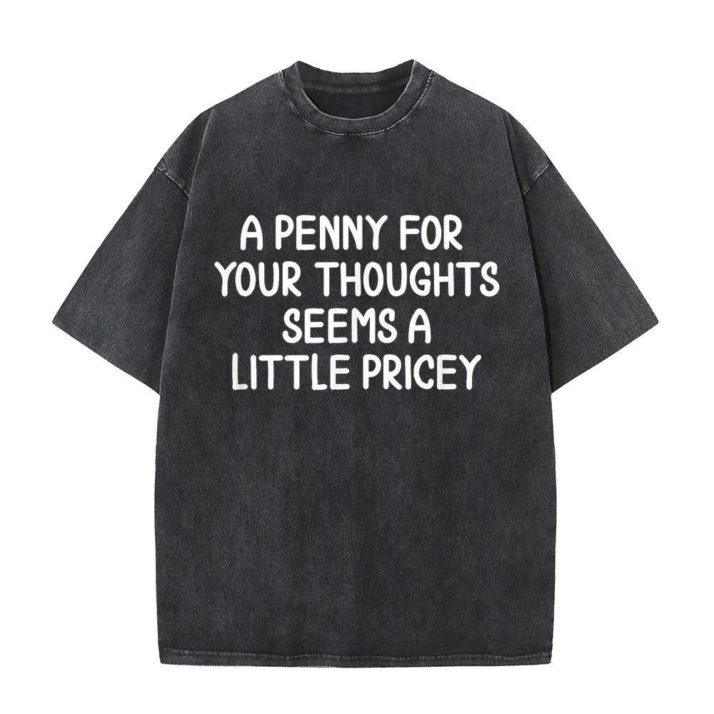 Funny Penny for Your Thoughts T-Shirt. Sarcastic Joke Tee Luxury Loose Fit Oversize T-Shirts Cotton T Shirt Summer Top Casual
