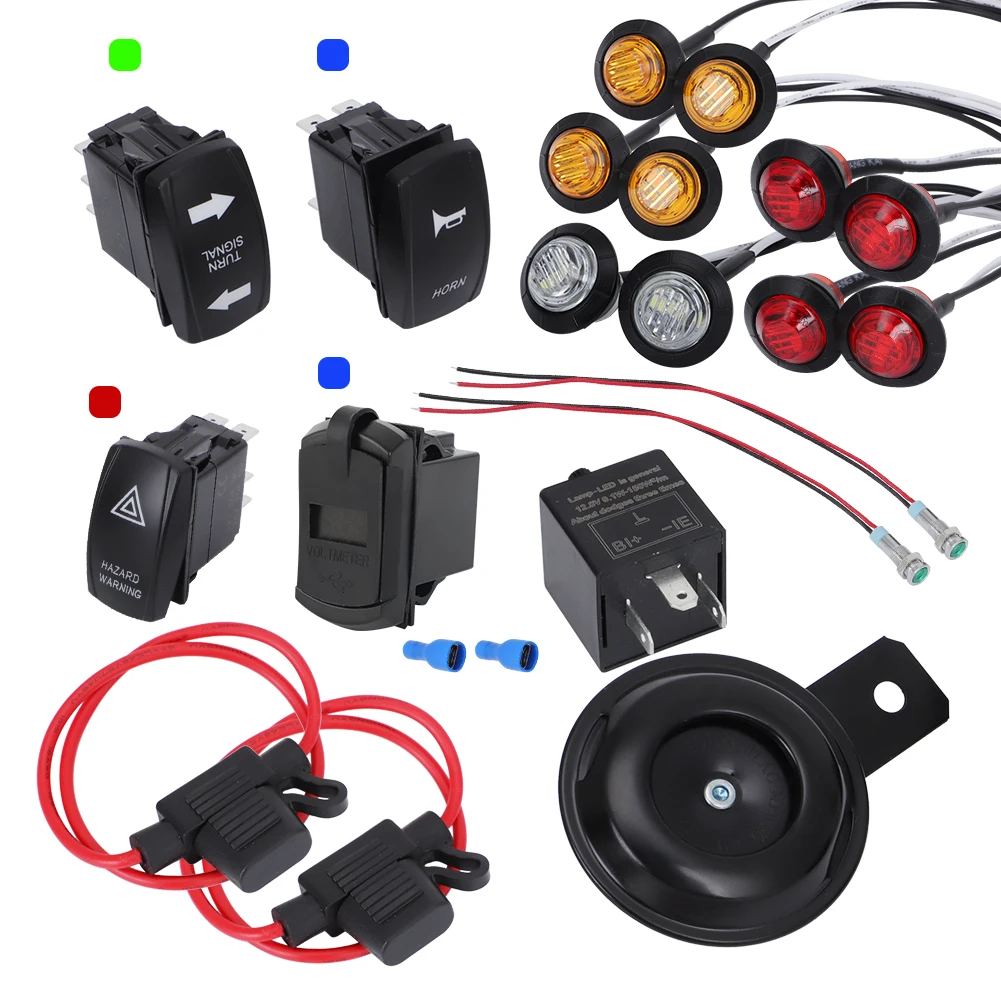 

Universal UTV Turn Signal Kit with Street Legal Kit with Horn and Reverse Lamp For SXS UTV ATV Polaris Dirt Bike RZR Can-Am