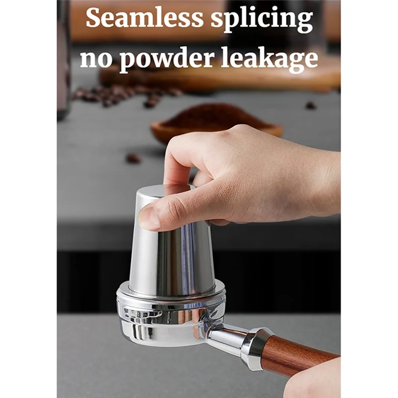 ABKR-실버 58Mm 커피 도징 컵 스테인레스 스틸 커피 컵 운송 컵 스테인레스 스틸 범용 파우더 수집기 Easy Inst