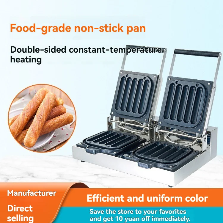 

Commercial Sausage Griller Milk Stick Maker Crispy Stick Press Grill Waffle Pancake Cracker Maker Baking Equipment