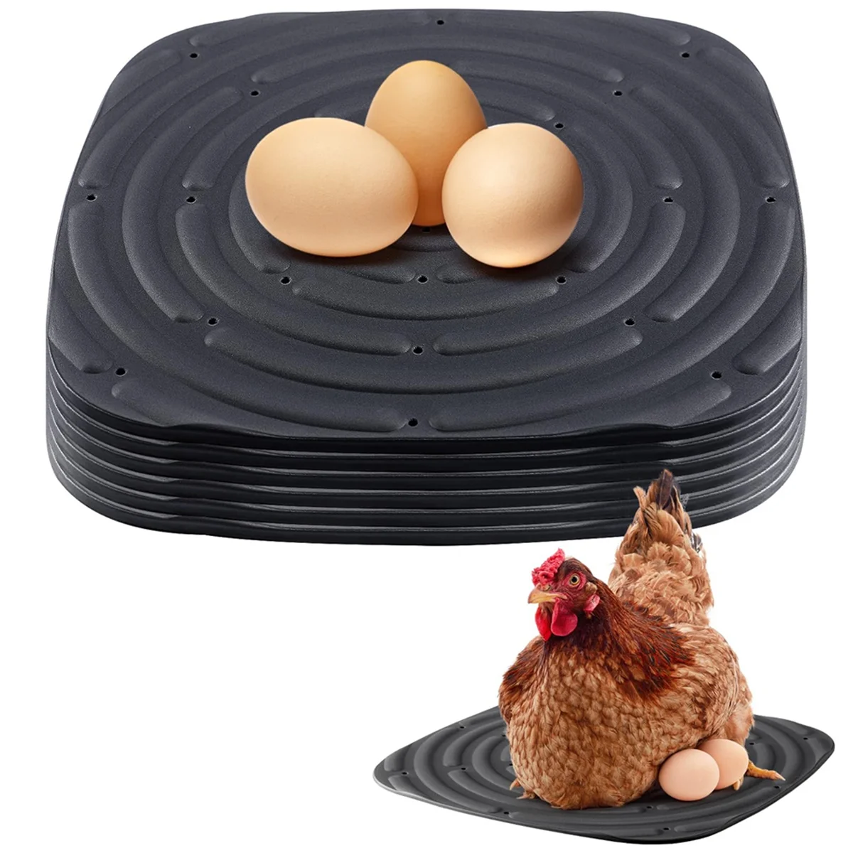 N38R_8 Pack Chicken Nesting Pads for Laying Eggs, Nesting Box Liners,Black