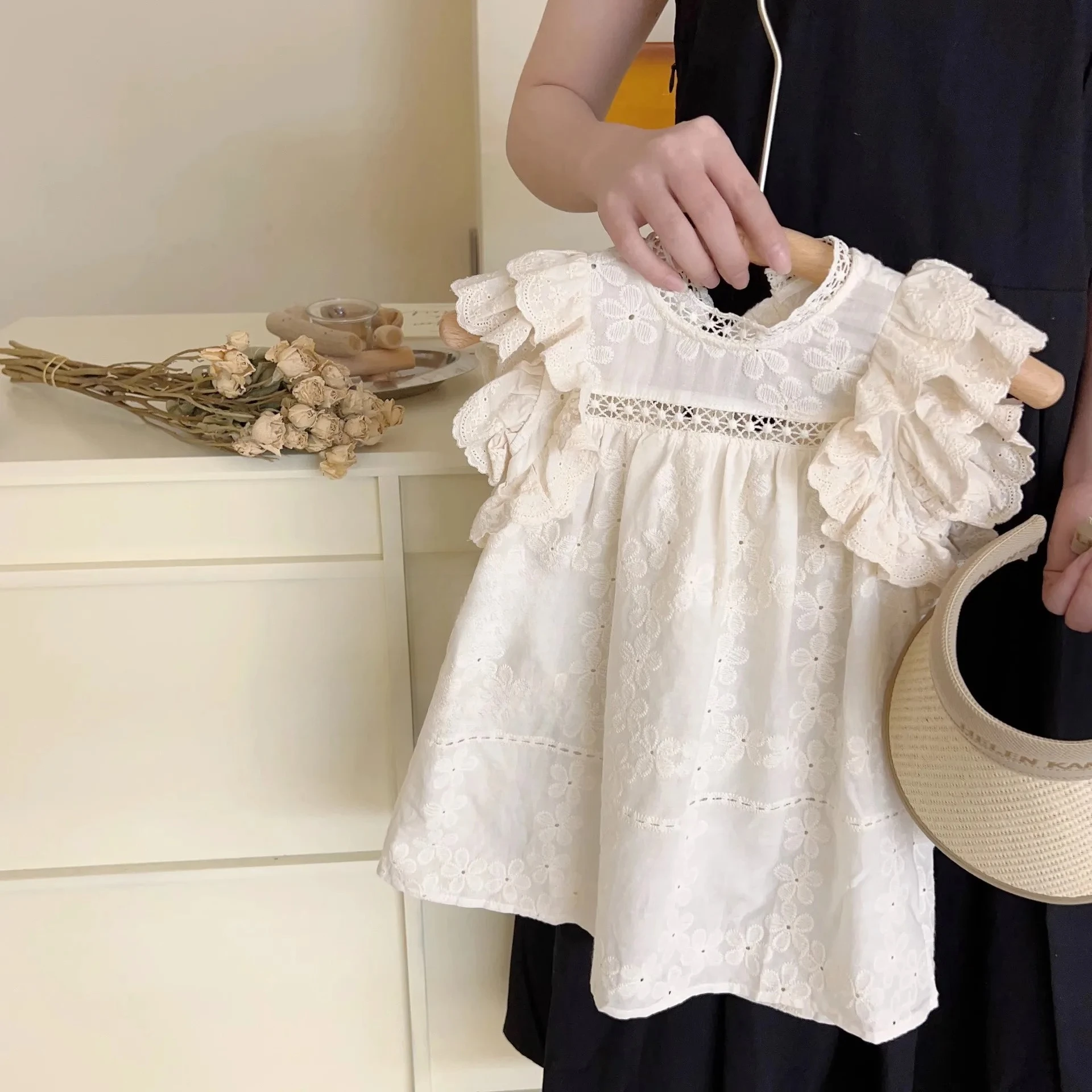 Birthday Princess Dresses,fashion Kids Children Vestidos Clothes 2025 Baby Girls Summer Dress Cotton Embroidery Flowers Lace