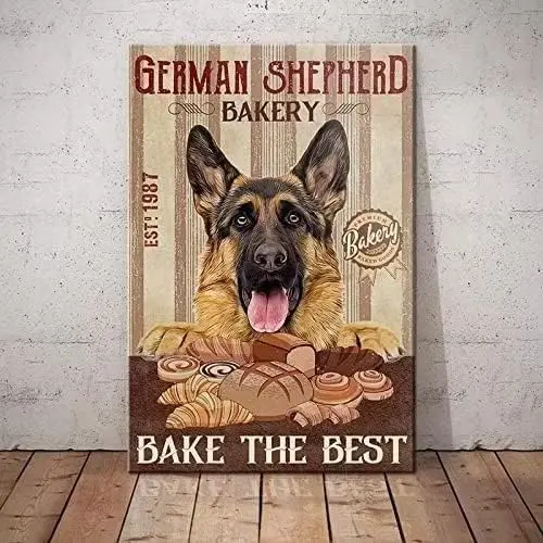 

Metal Tin Sign German Shepherd Dog Bakery Bake The Best Signs Vintage Tin Sign Retro Sign Aluminum Signs for Kitchen