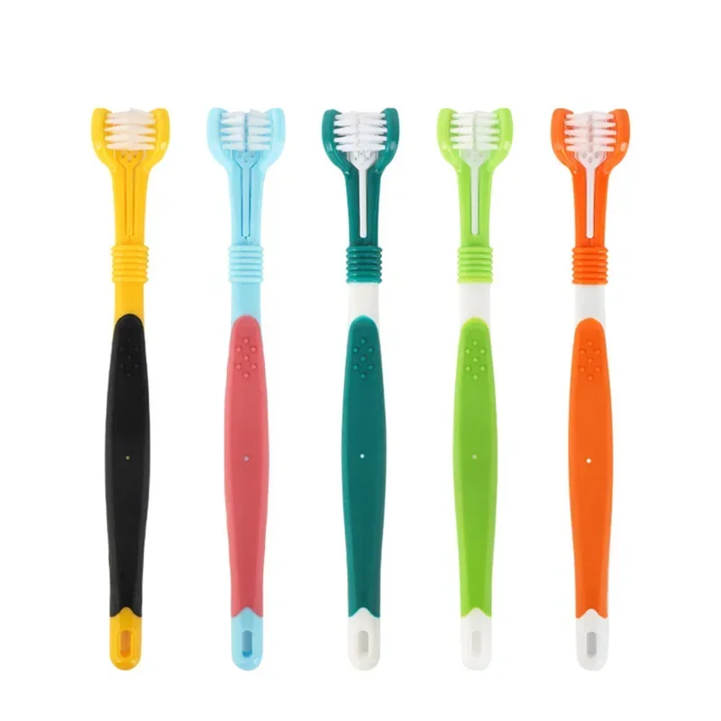 New 3D Three Sided Pet Toothbrush Teeth Cleaning Bad Breath Teeth Care Nontoxic Tooth Brush Tool Dog Cat Cleaning Mouth Tools