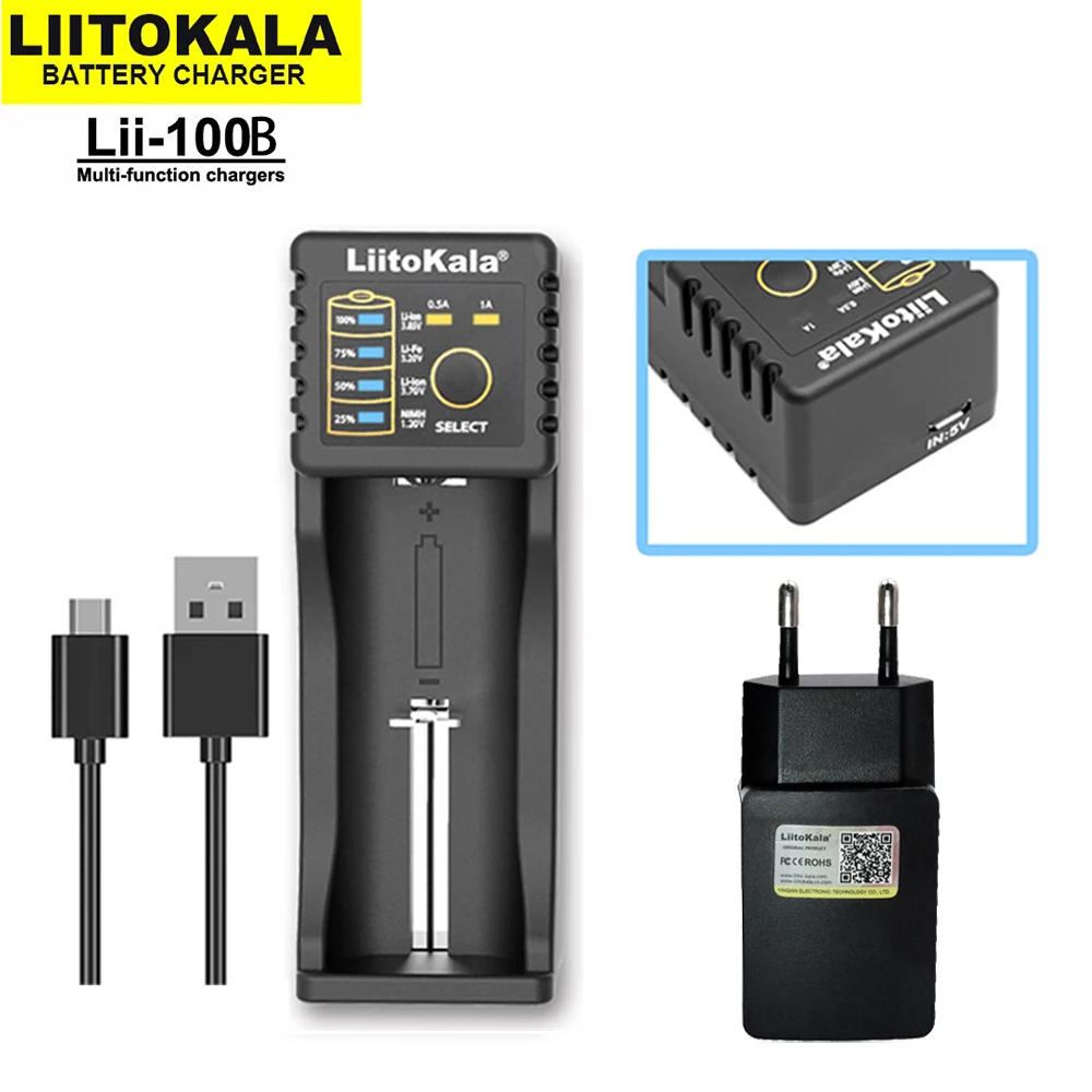 Lii-100B ładowarka 18650 LiitoKala do 26650 16340 RCR123 14500 LiFePO4 1.2V Ni-MH Smart Charger Ni-Cd