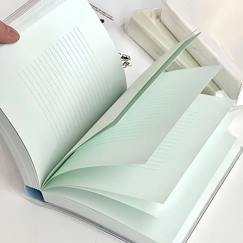 Macaron Thickened Notebook 400 Pages Large Capacity Transparent Plastic Cover Notebook Student Office Writing Journal