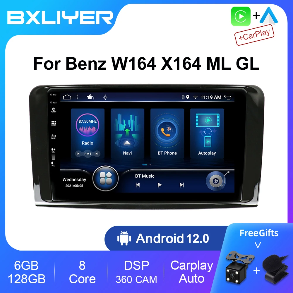 BXLIYER 8G+256G Android 12 For Mercedes Benz M-Class W164 GL-Class X164 ML GL Car Radio CarPlay Android Auto GPS 1din 2din DVD