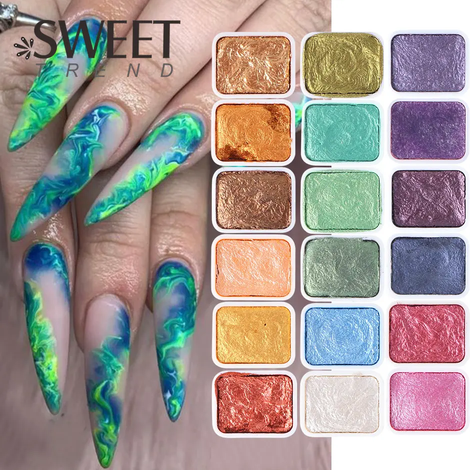 18 шт., набор пигментов для дизайна ногтей