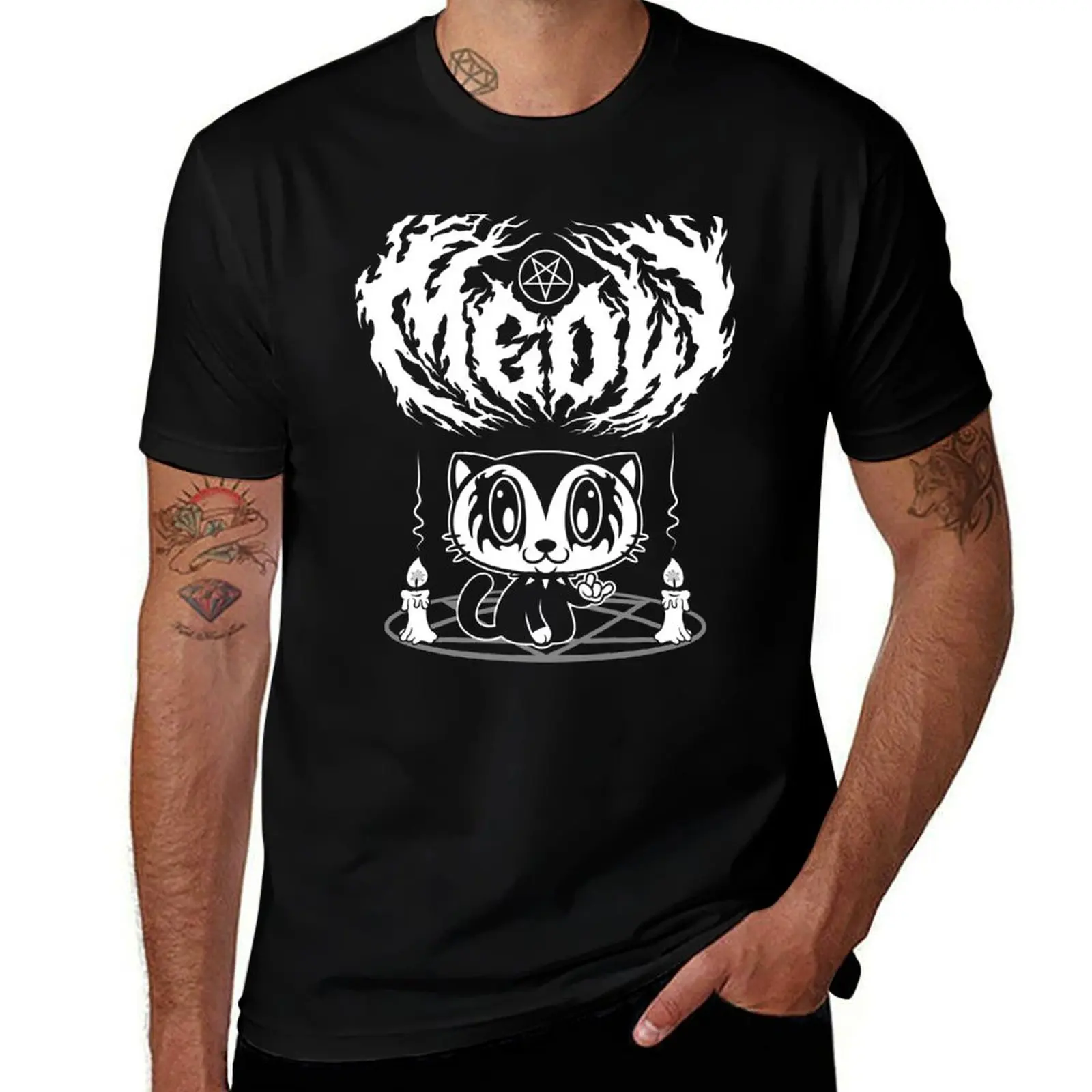 Meow Kawaii Kitty - Black Metal Logo - Creepy Cute Cat - Funny Goth T-Shirt anime t shirts Louboutins funny t shirts for men